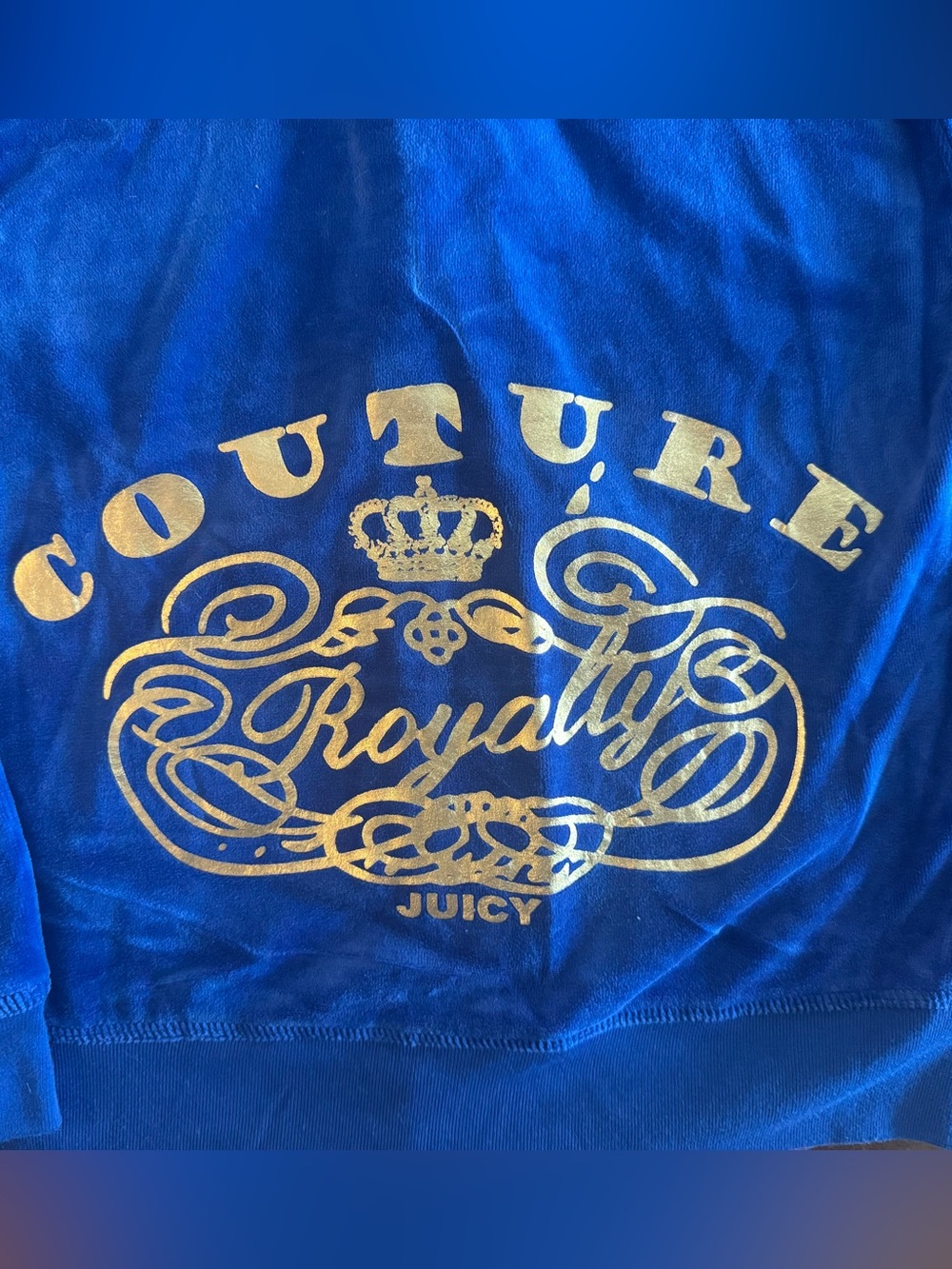 Juicy Couture Royal Blue Velour Lounge Set with Gold 'Couture' Crest - Picture 7 of 10